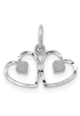 very nice double heart white gold baby charm